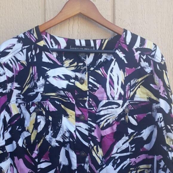 Vintage 80's Deadstock Button Down Loud Abstract Brushstroke Print Jacket Sz 3X - Picture 4 of 8